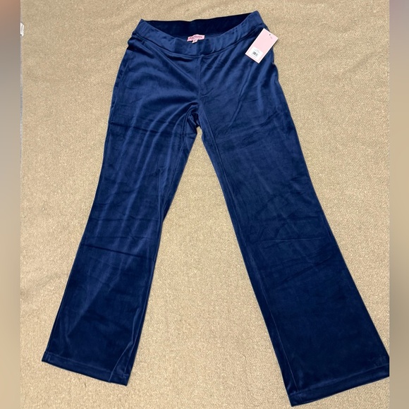 Juicy Couture Velour Track Pants Navy Blue Bling Logo NWT Large - Picture 9 of 15